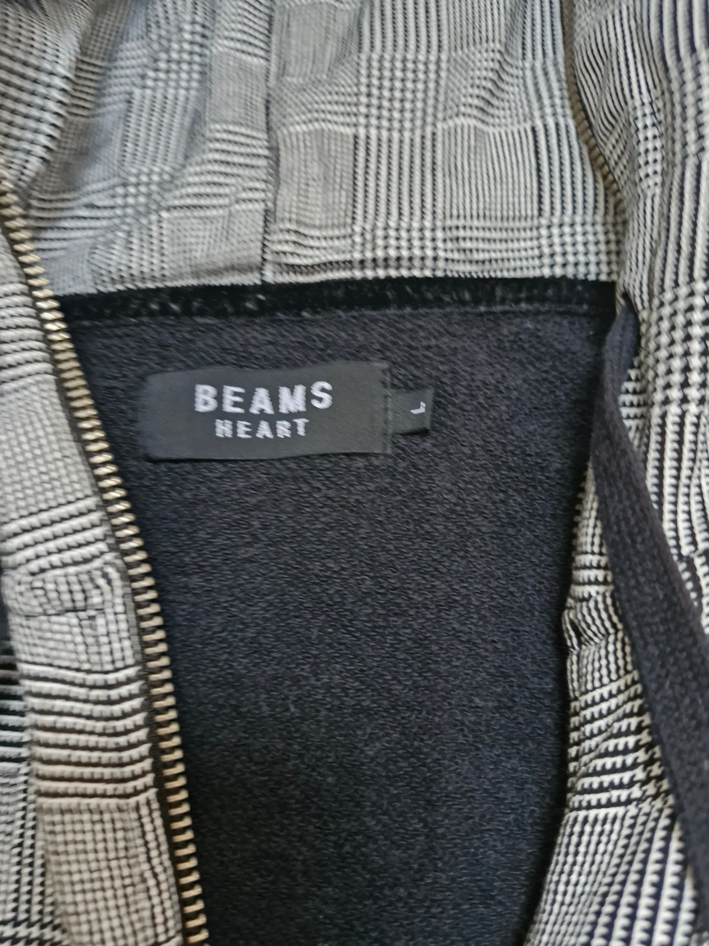 Vintage Beams Japanese Exclusive Plaid Grey Ninja Double Zip Up Hoodie