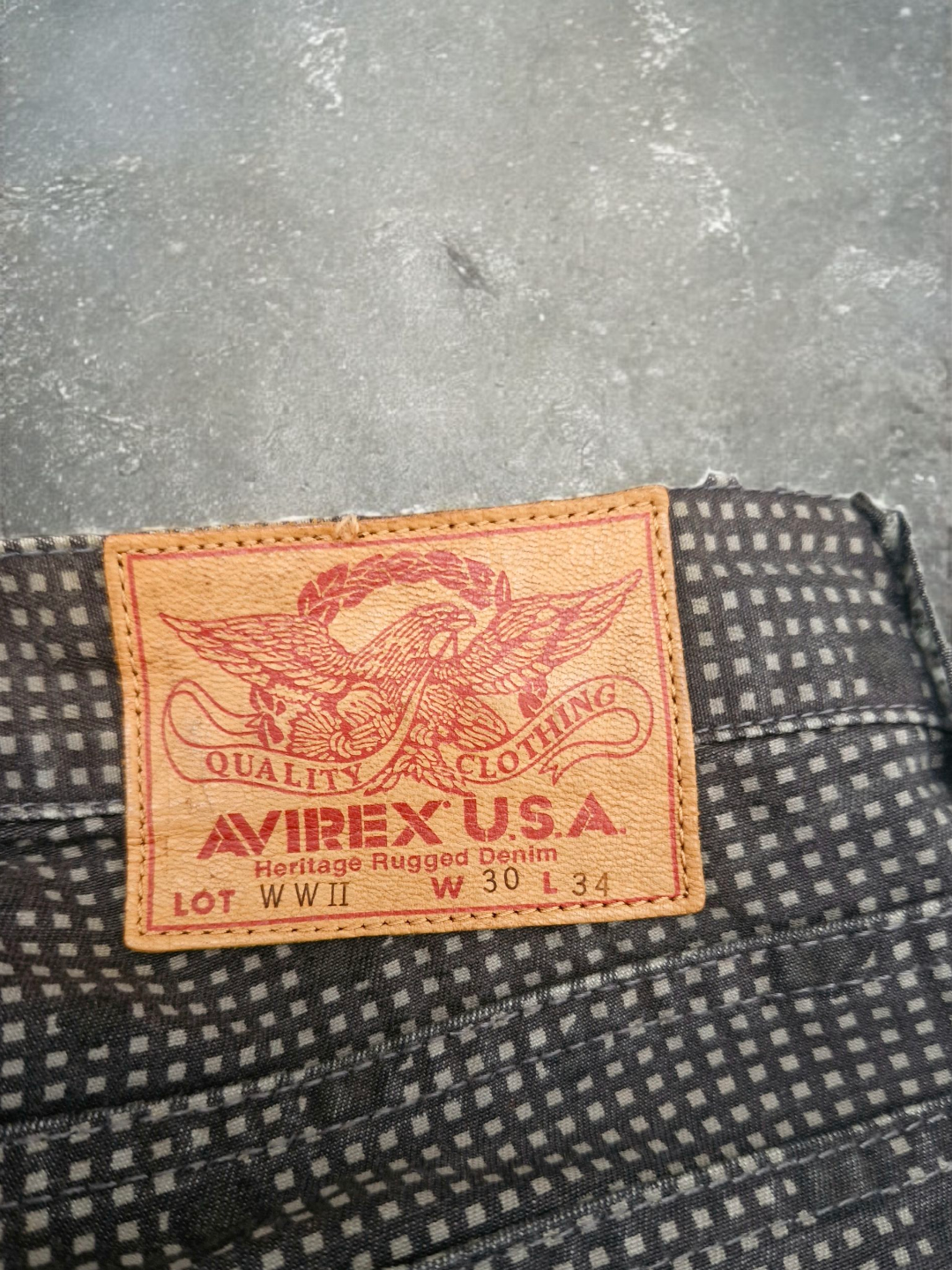 Avirex Vintage USA Grey Plaid Camo Dot Trousers