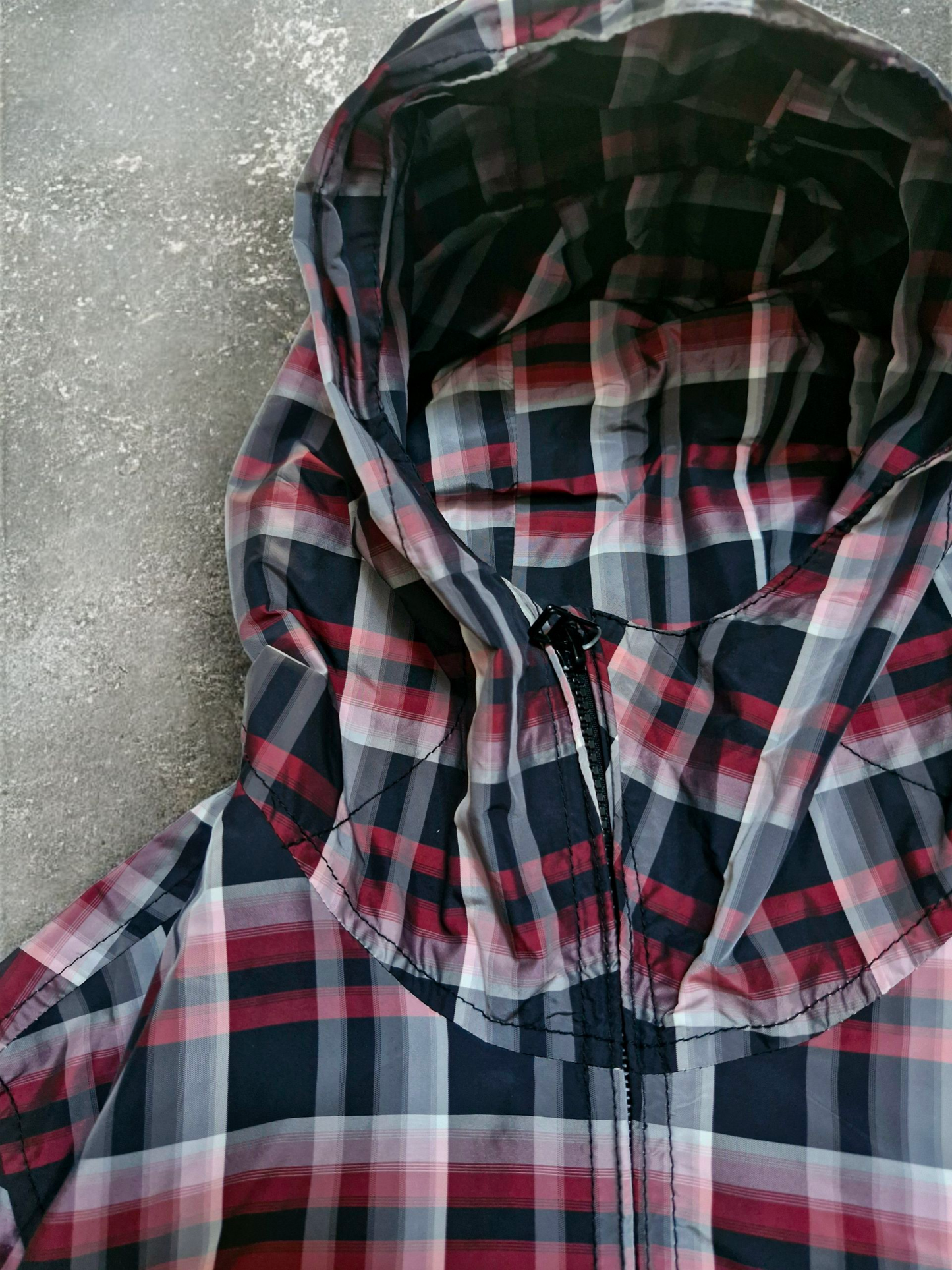 Vintage Japanese Black & Red/Pink Plaid Zip Up Technical Jacket