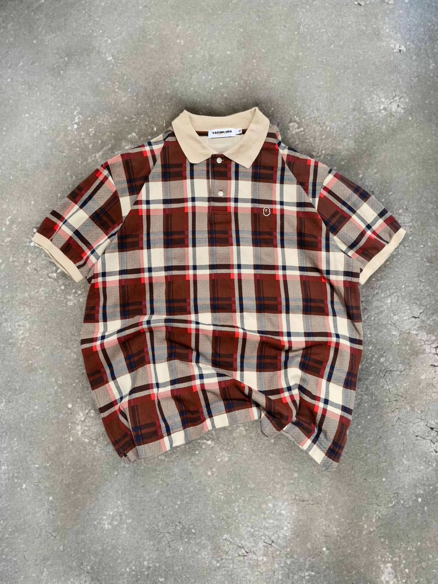 BAPE Vintage Bathing Ape Tartan/Plaid Polo Shirt