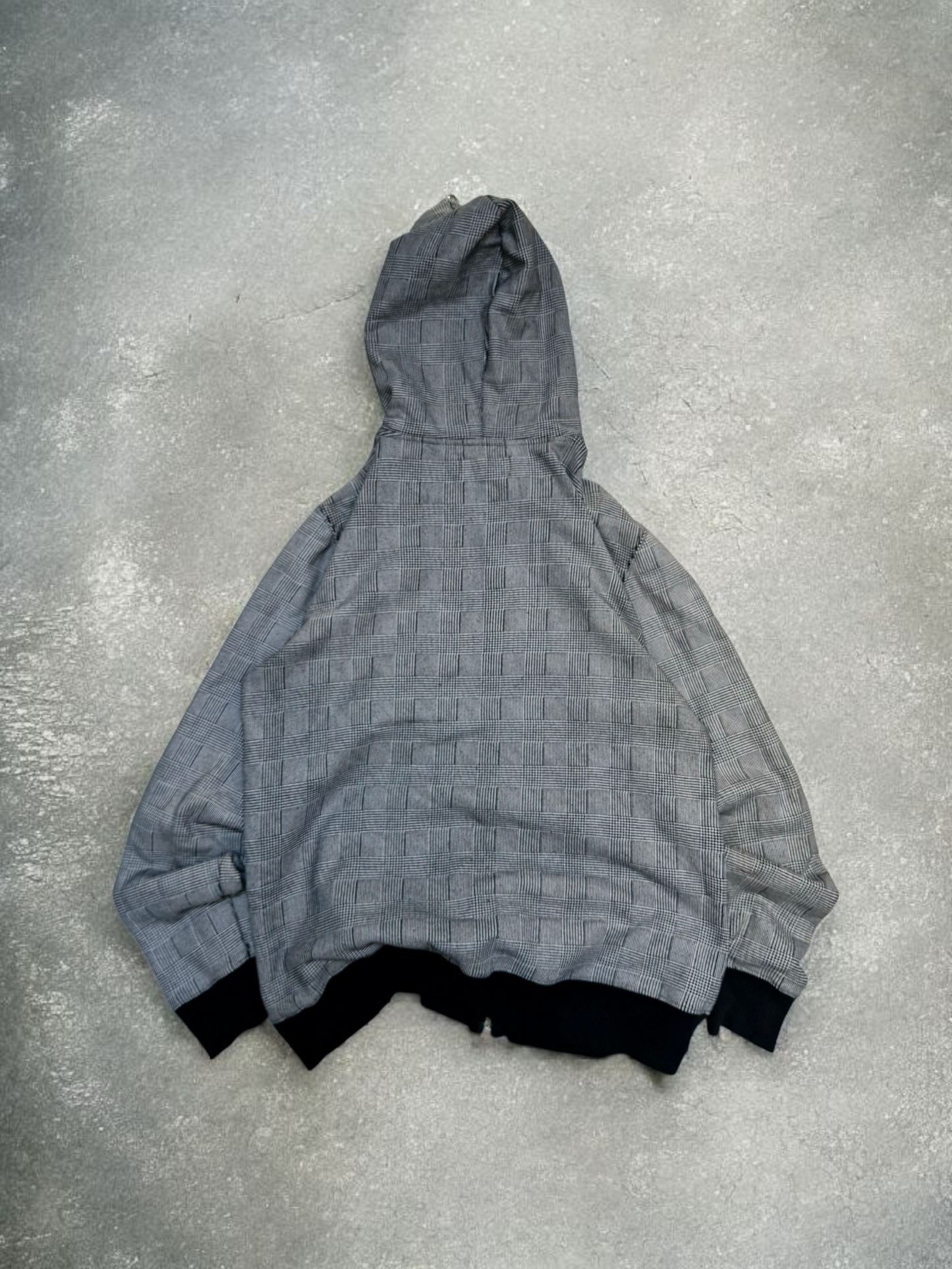 Vintage Beams Japanese Exclusive Plaid Grey Ninja Double Zip Up Hoodie