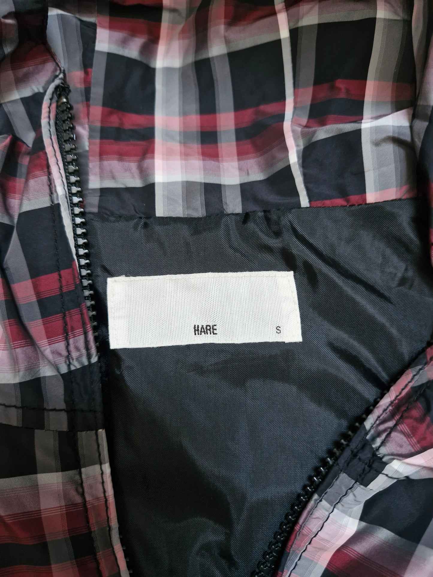 Vintage Japanese Black & Red/Pink Plaid Zip Up Technical Jacket