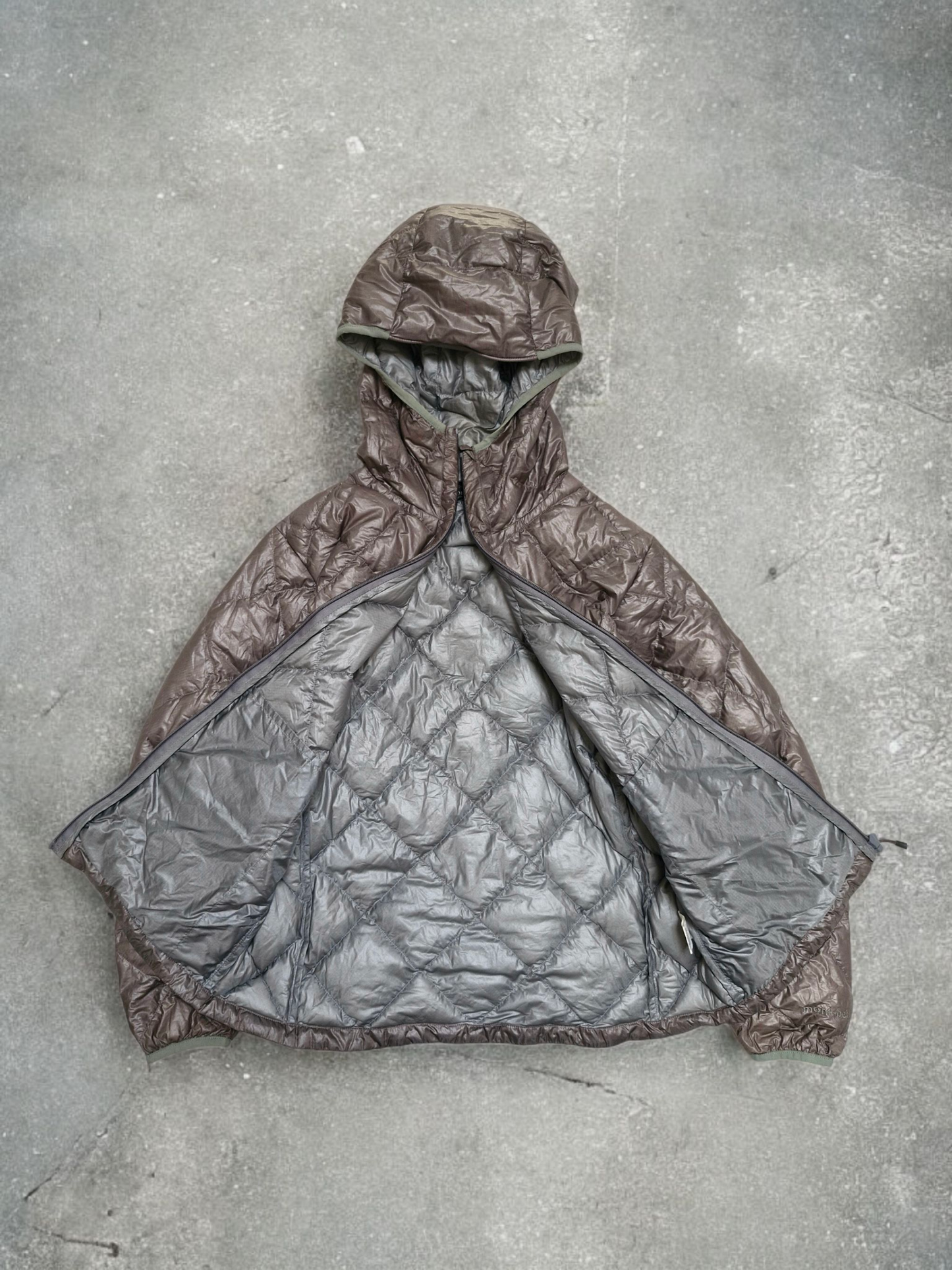 Montbell Vintage Beige Diamond Stitch Down Fill Puffer Coat