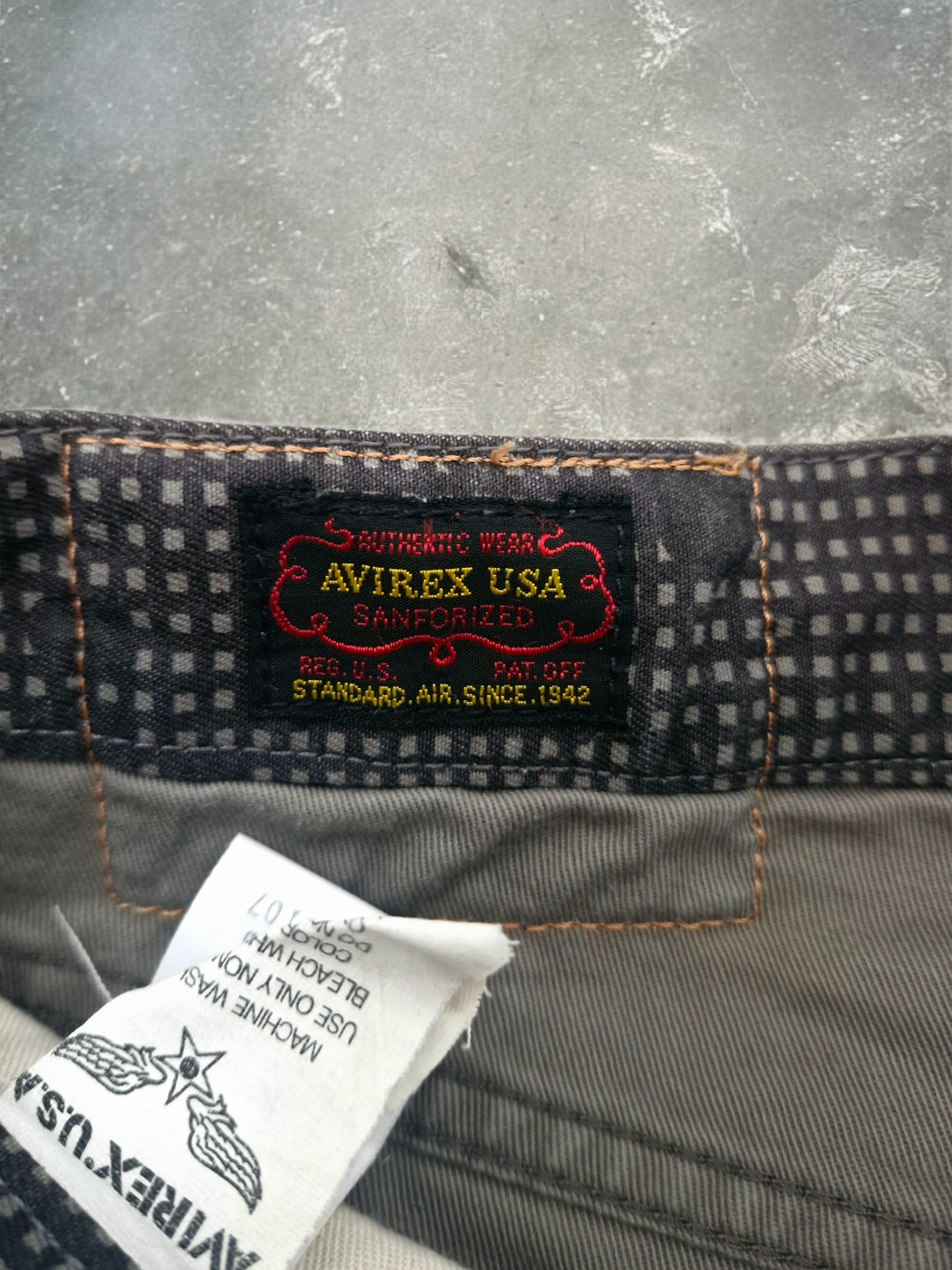 Avirex Vintage USA Grey Plaid Camo Dot Trousers