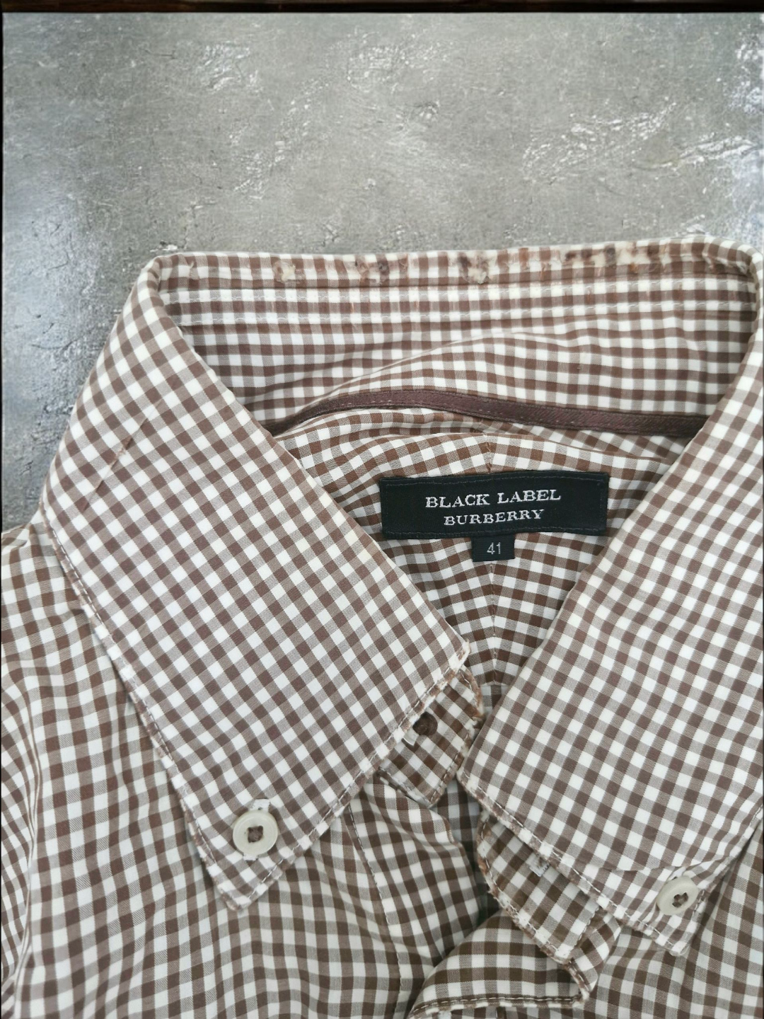 Burberry Vintage Black Label Brown Plaid Long Sleeve Shirt