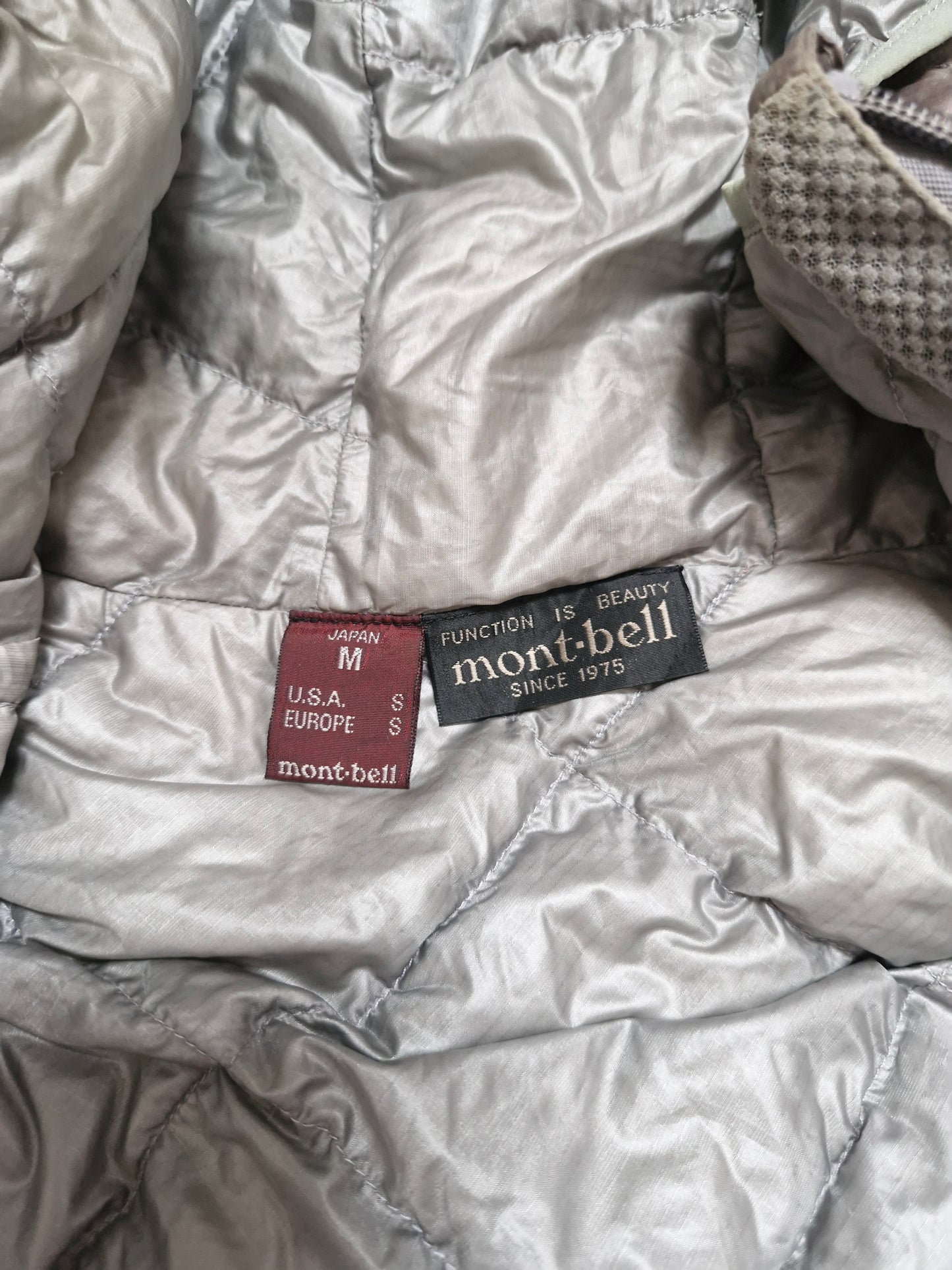 Montbell Vintage Beige Diamond Stitch Down Fill Puffer Coat