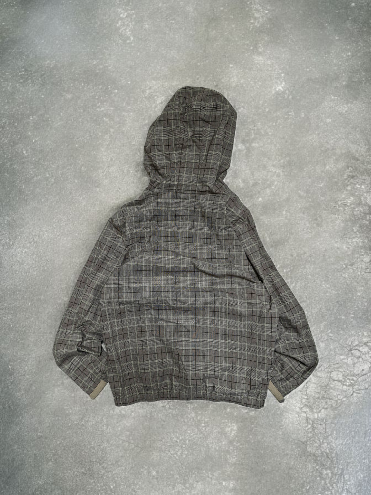 Vintage Japanese BG Grey Plaid Technical Half Zip Hoodie