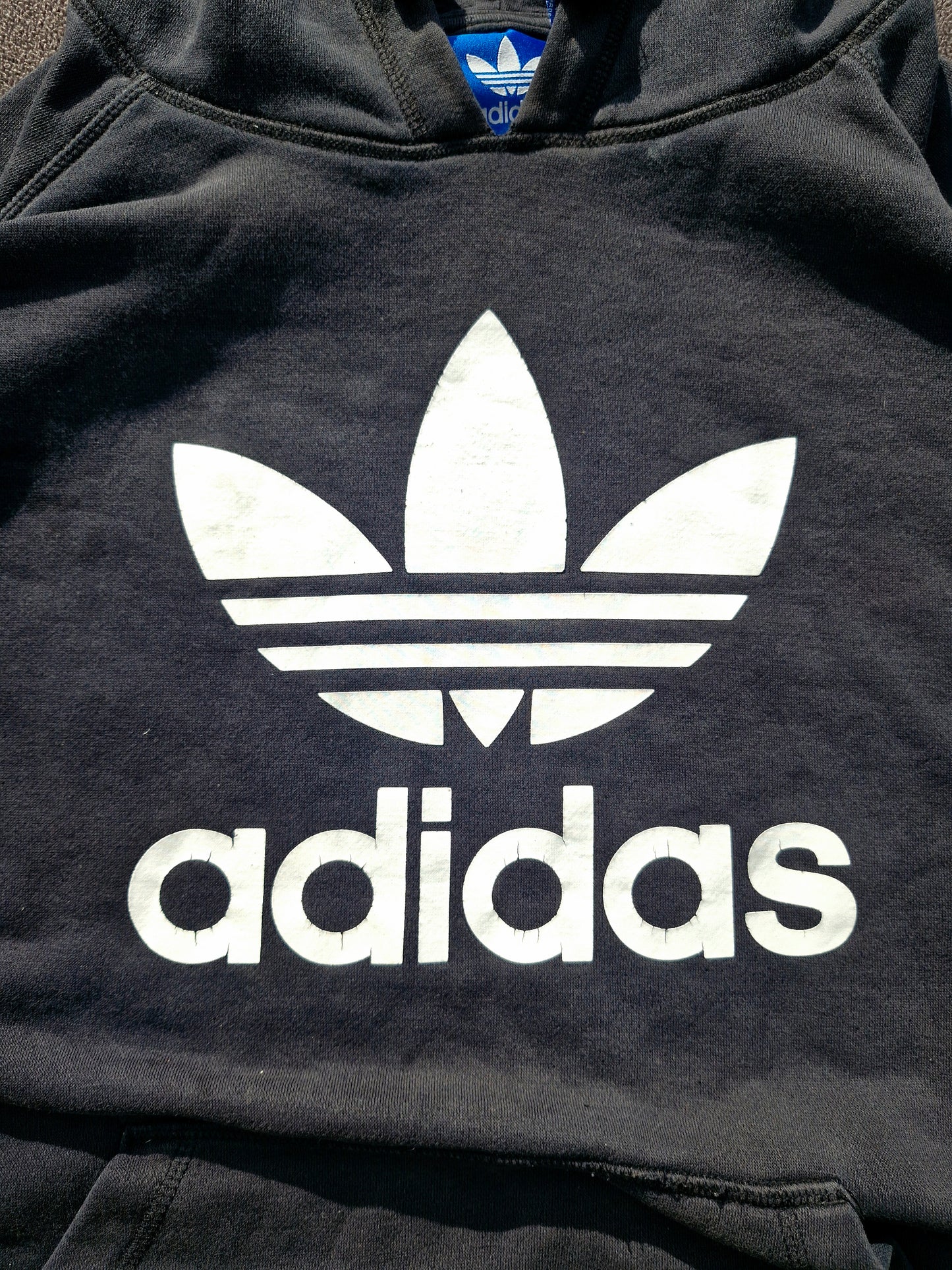 Adidas Vintage Black Centre Logo Hoodie