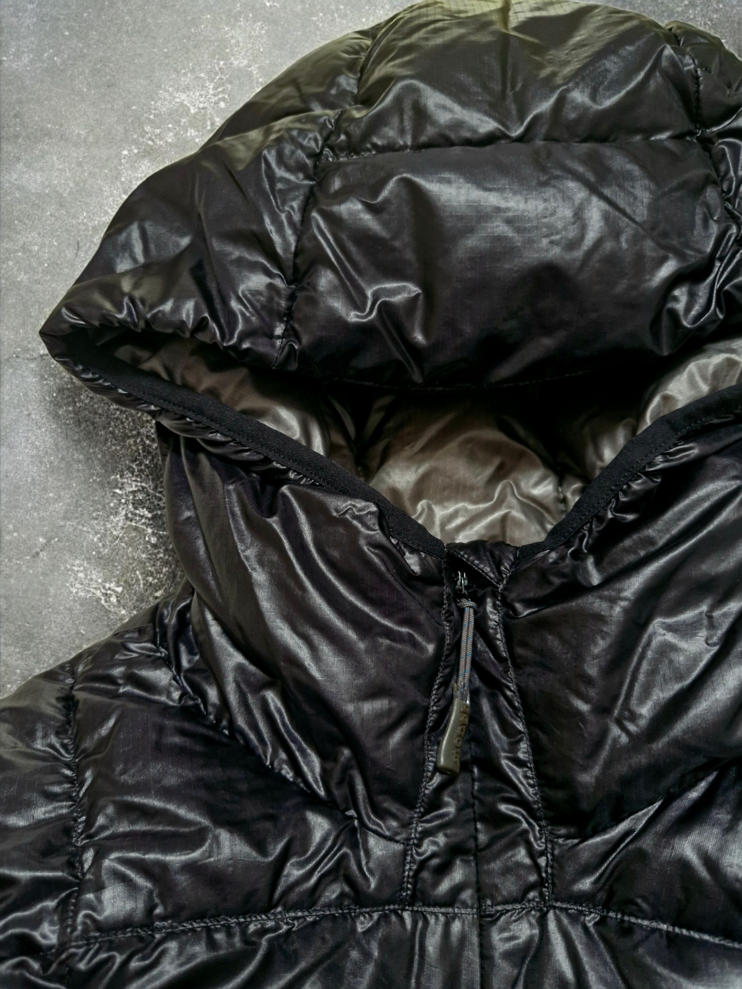 Montbell Vintage Black Square Stitch Technical Puffer Coat