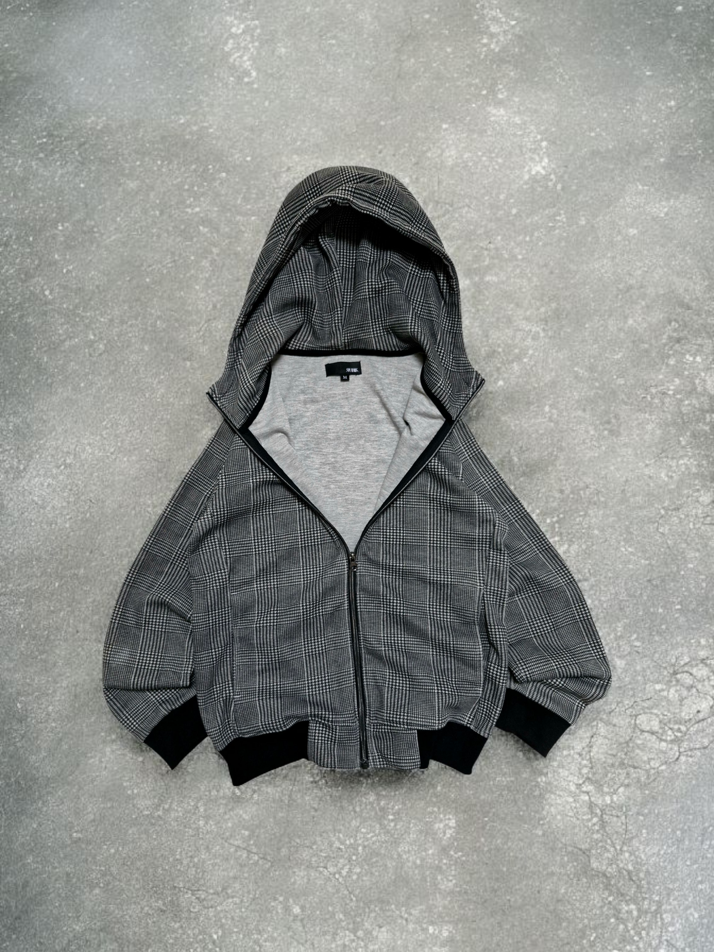 Vintage Rubik Japanese Grey Plaid Technical Hoodie