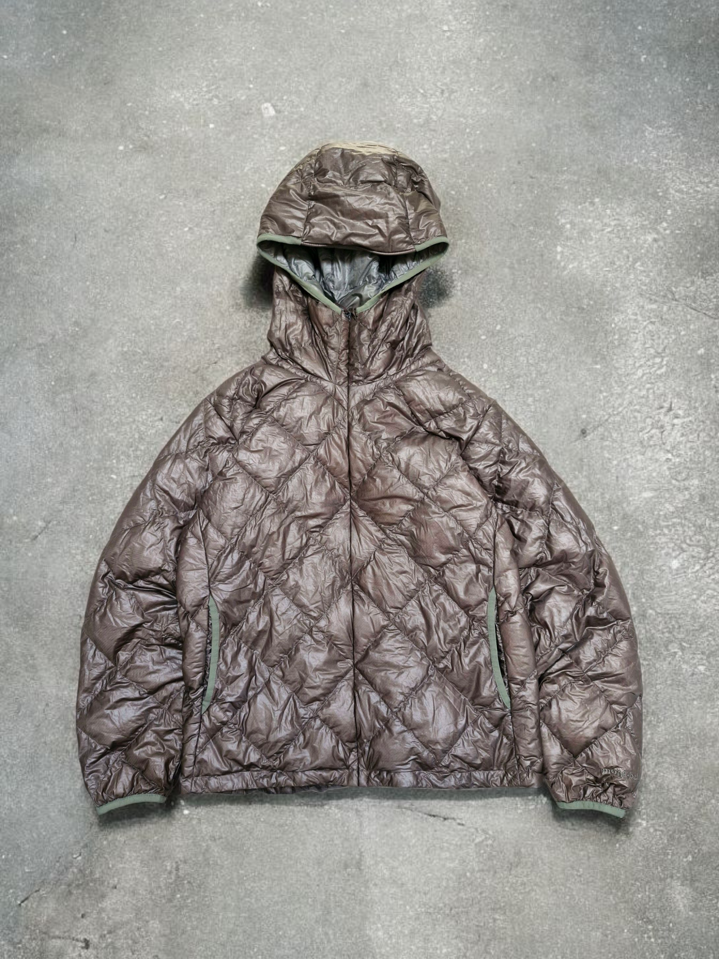 Montbell Vintage Beige Diamond Stitch Down Fill Puffer Coat