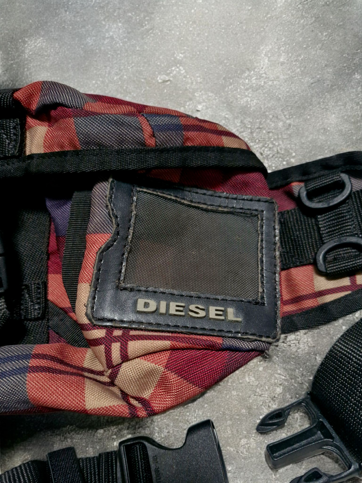 Diesel Vintage Plaid Y2K Technical Sling Bag