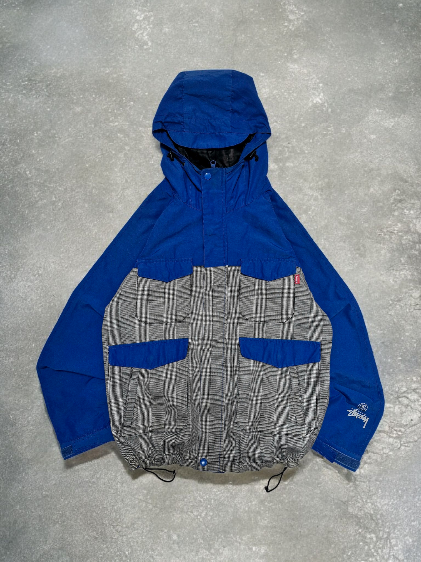 Stussy Vintage Blue & Grey Plaid Technical Ski Jacket