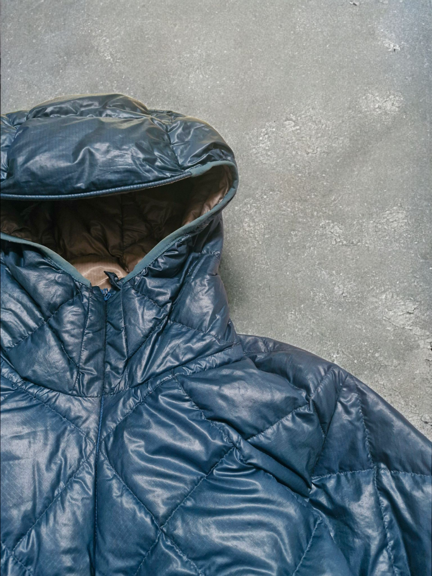 Montbell Vintage Light Blue Diamond Stitch Puffer Coat