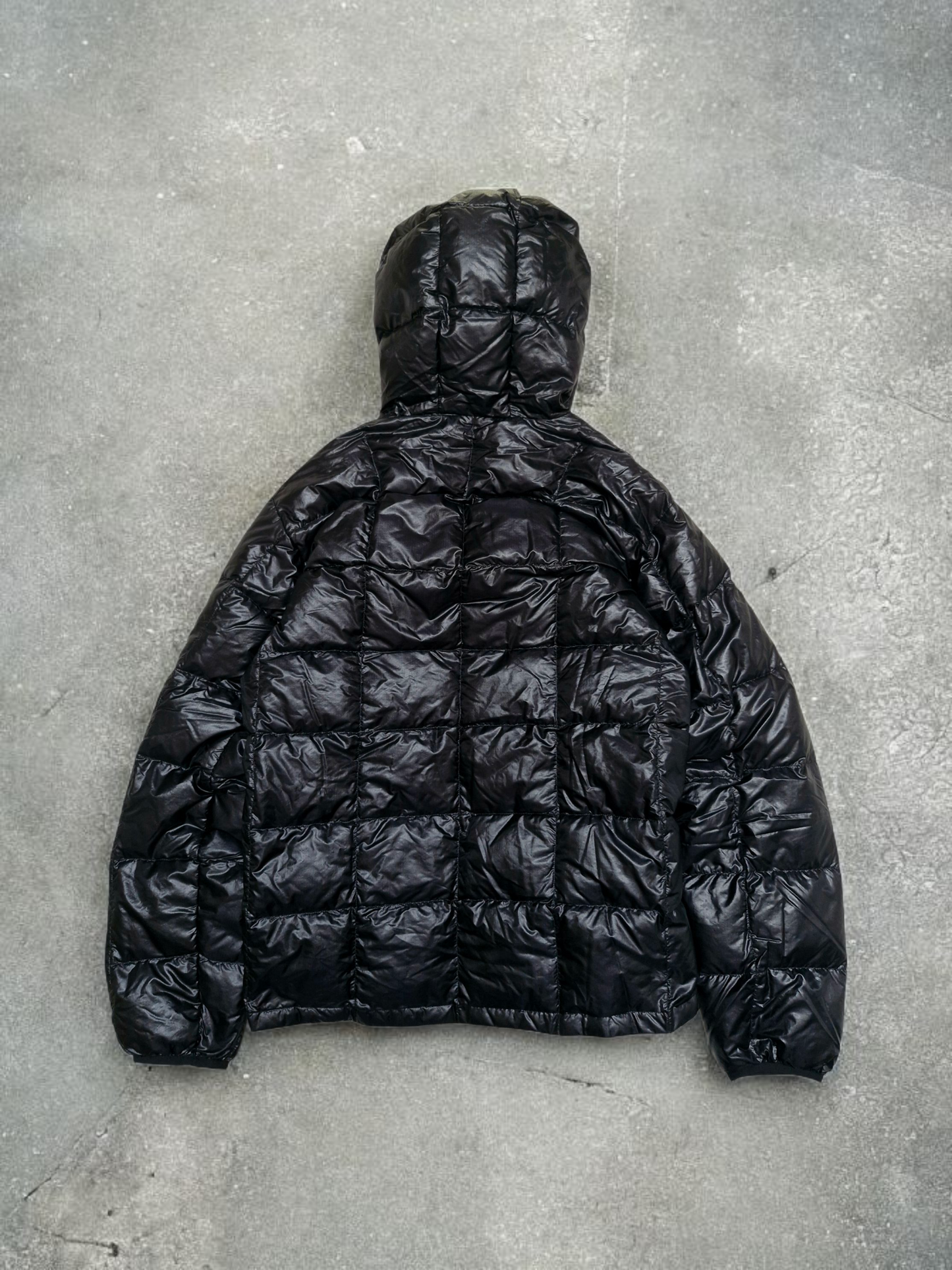 Montbell Vintage Black Square Stitch Technical Puffer Coat