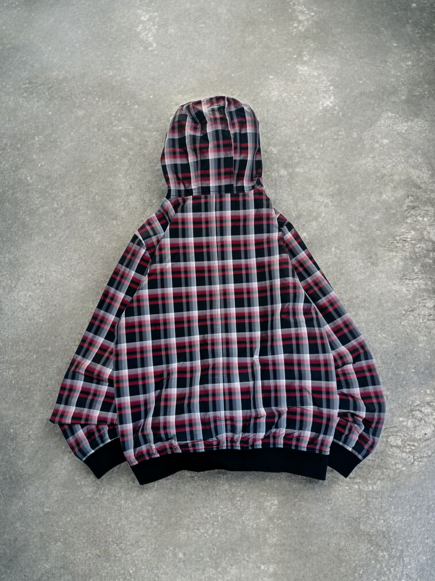 Vintage Japanese Black & Red/Pink Plaid Zip Up Technical Jacket