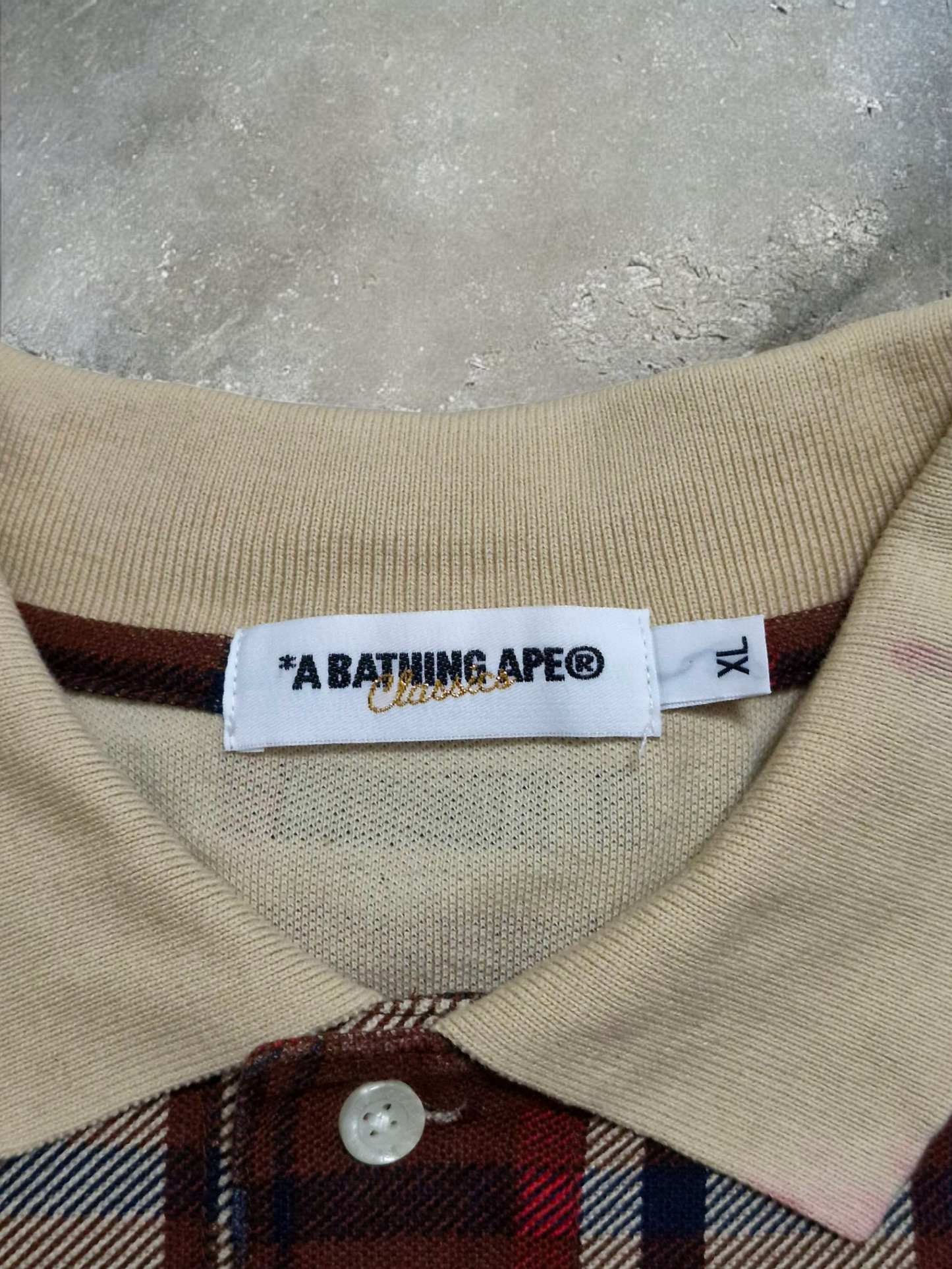 BAPE Vintage Bathing Ape Tartan/Plaid Polo Shirt