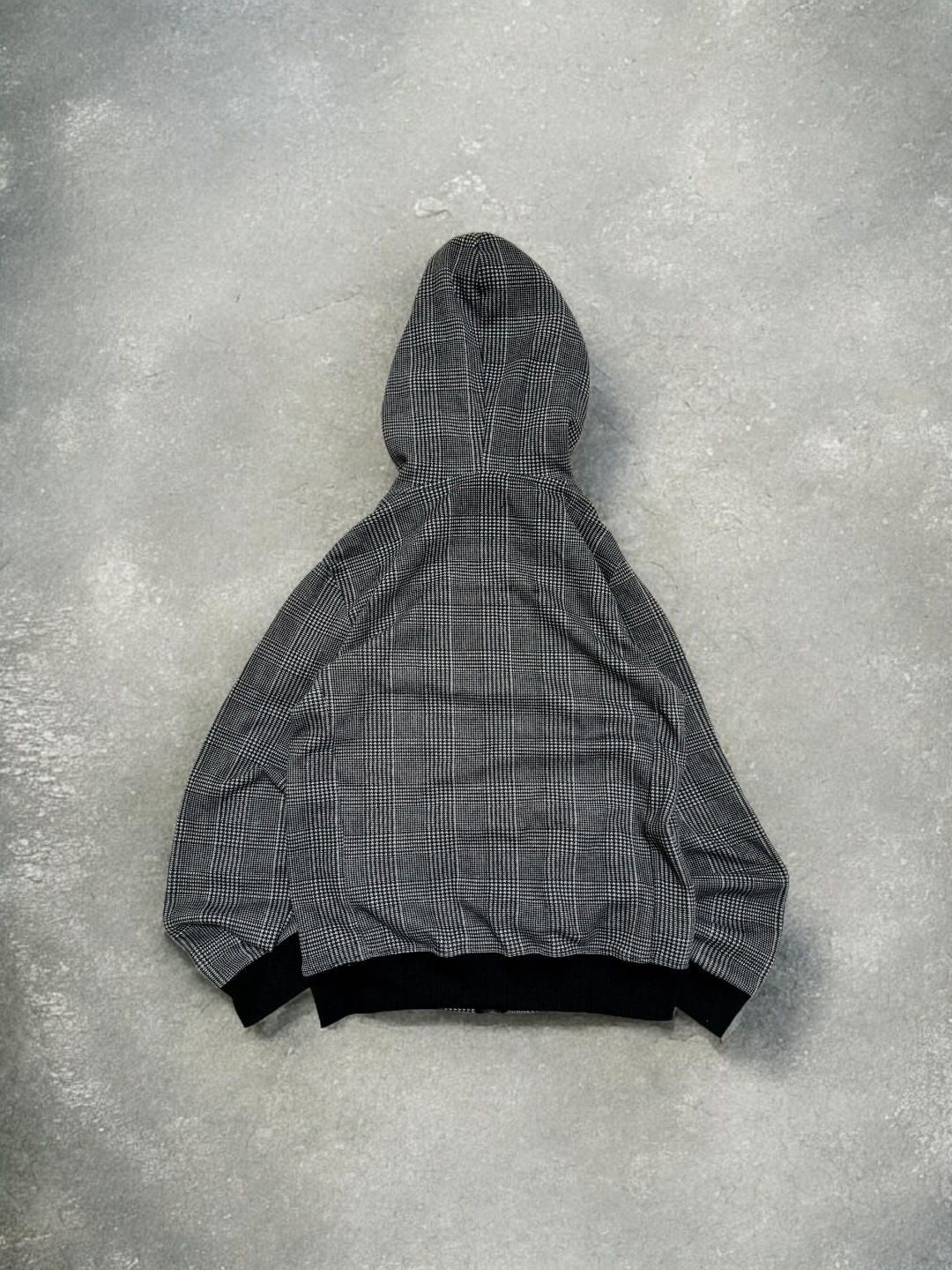 Vintage Rubik Japanese Grey Plaid Technical Hoodie