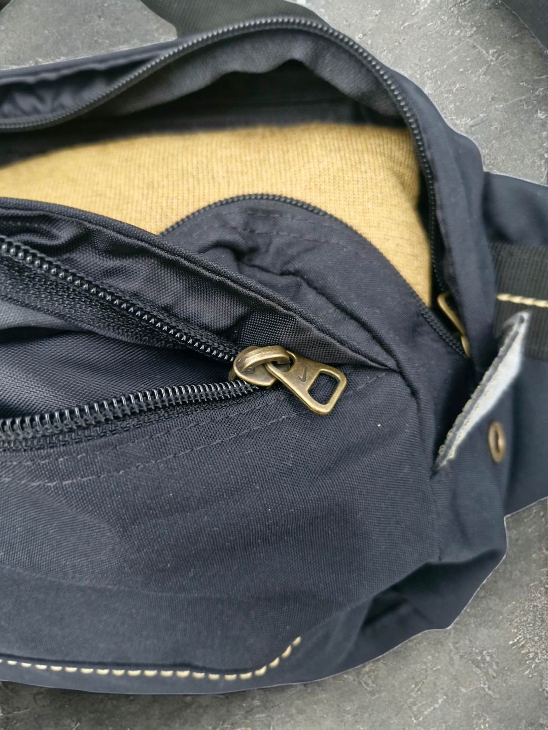 Nike Vintage Black & Yellow Waist/Sling Bag
