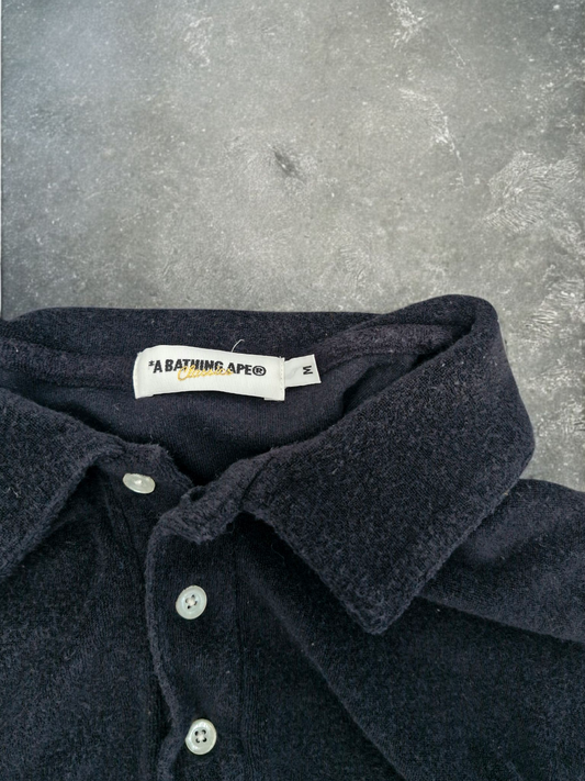 BAPE Vintage Black & Cream Stripe Polo Shirt