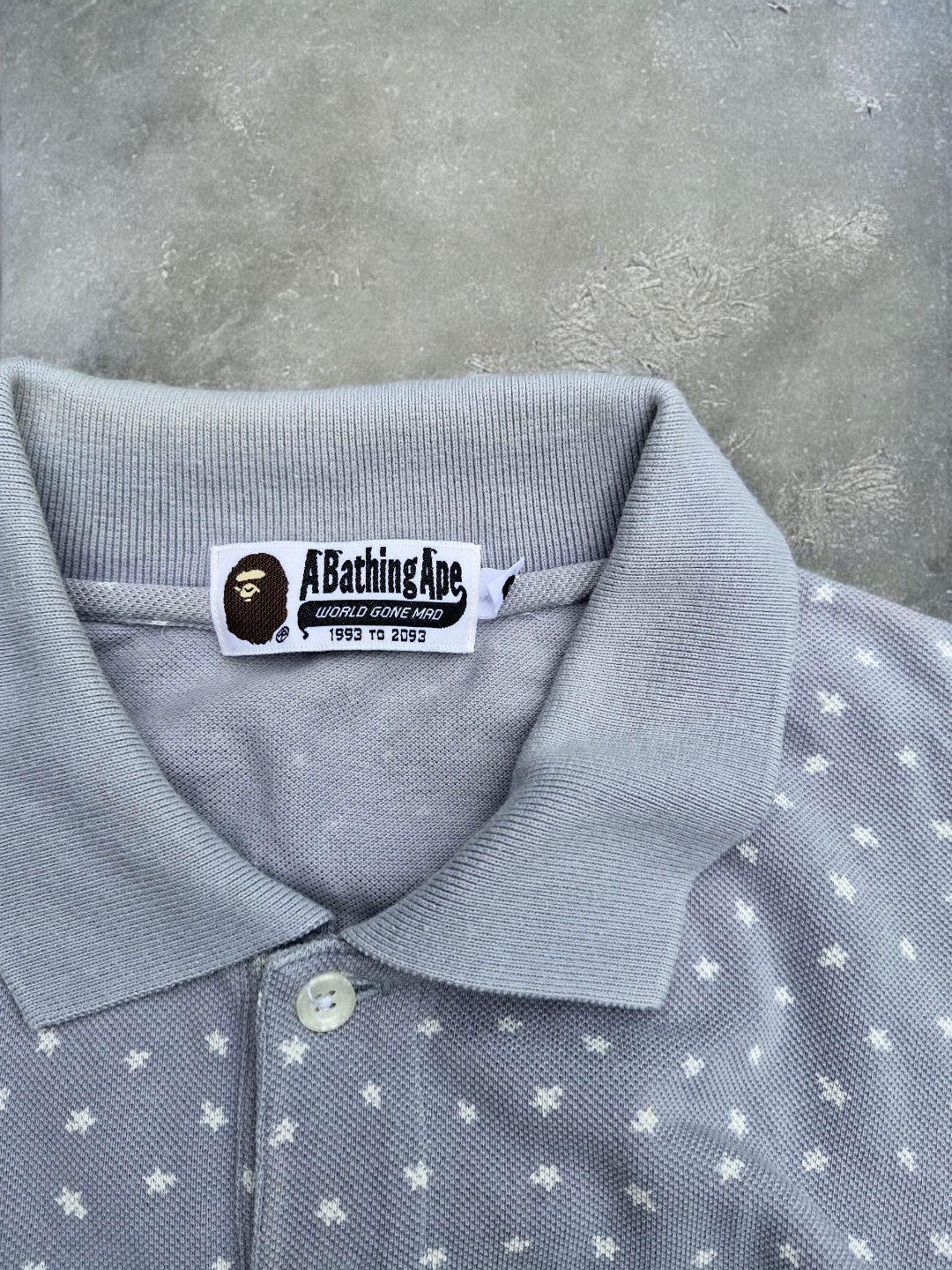 BAPE Vintage Early 2000's Blue/Grey Star Pattern Polo Shirt