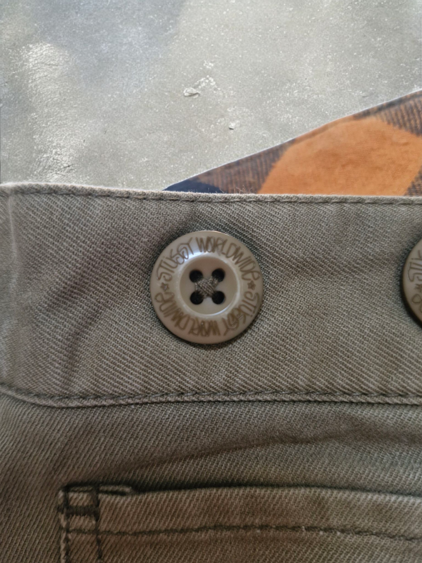 Stussy Vintage Khaki Green Straight Fit Trousers