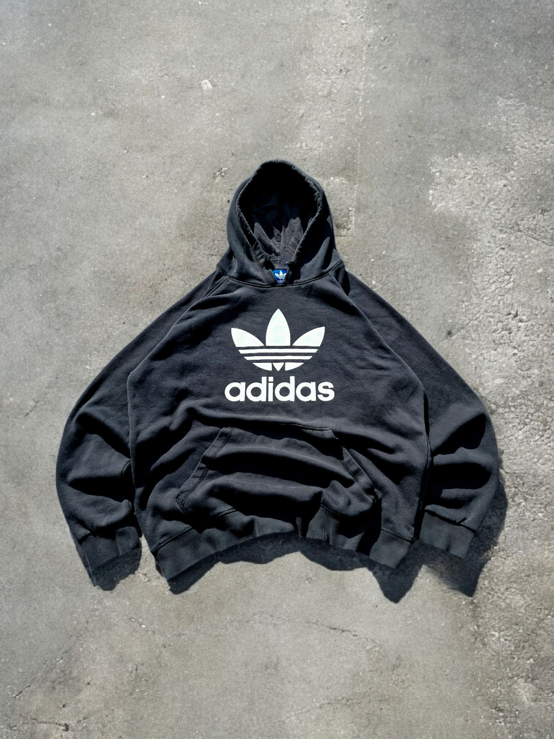 Adidas Vintage Black Centre Logo Hoodie