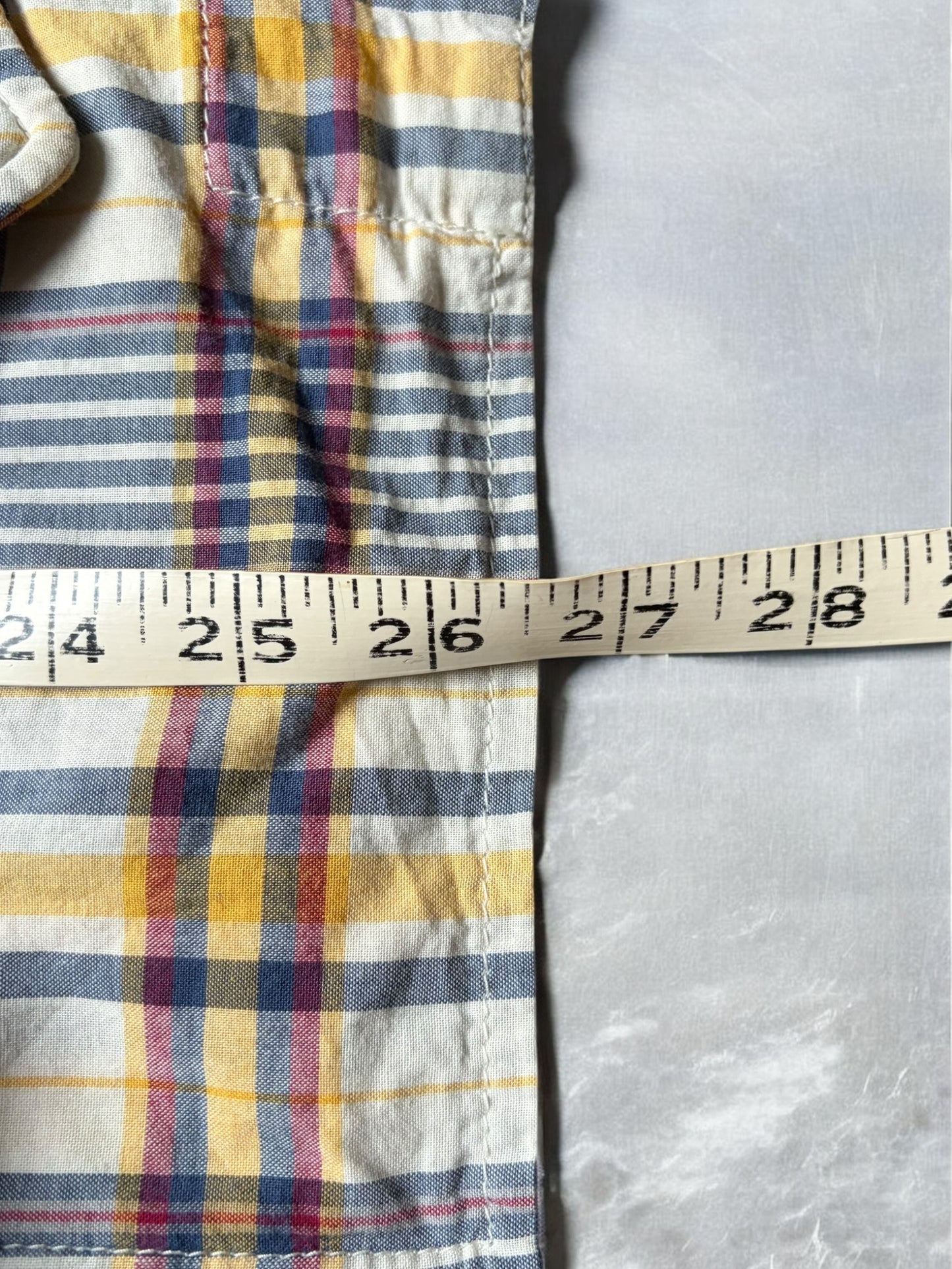 Vintage Stussy Plaid Yellow, Navy & White Long Sleeve Shirt