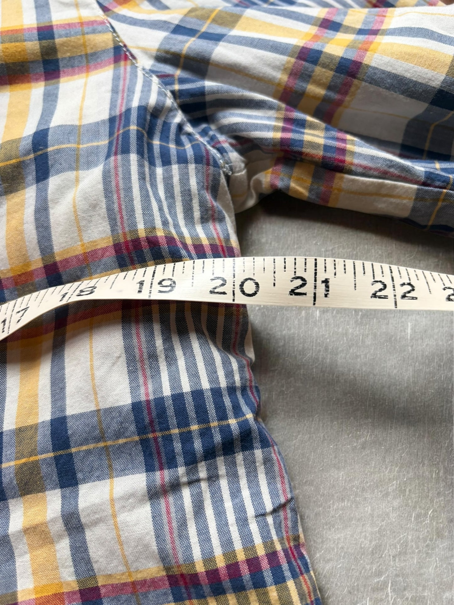 Vintage Stussy Plaid Yellow, Navy & White Long Sleeve Shirt