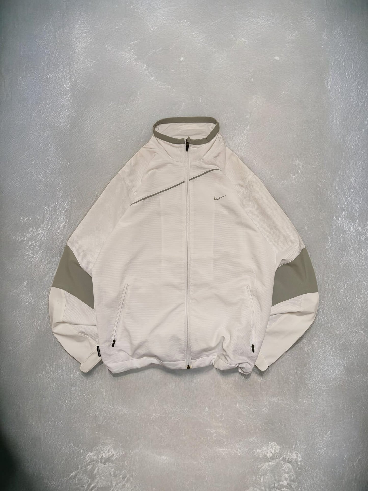 Vintage Early 2000s Nike Sphere Dry White & Grey Trim Technical Jacket