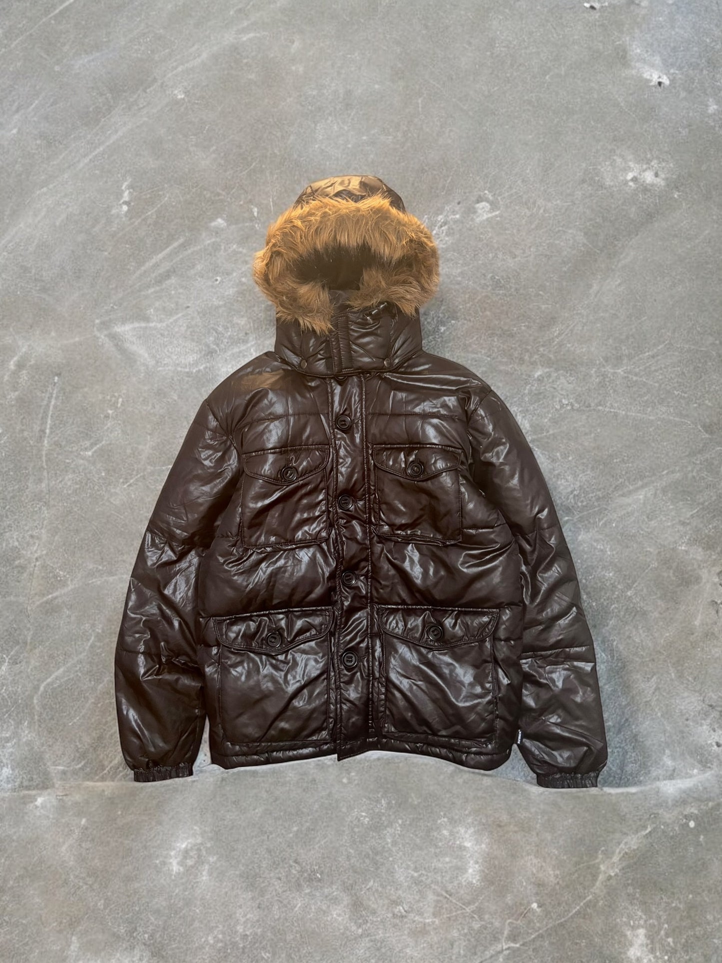 Vintage Avirex Dark Brown Fur Puffer Jacket