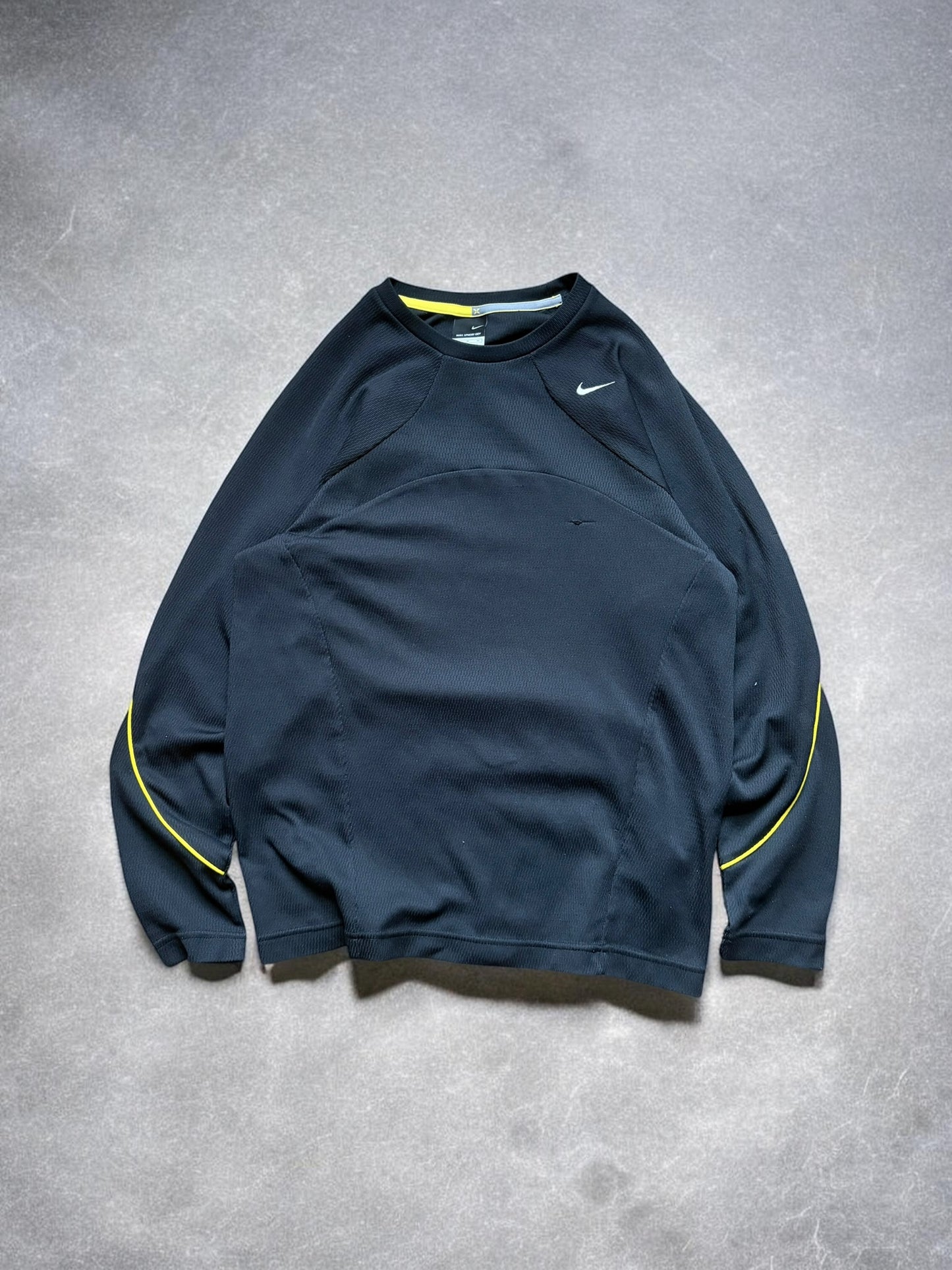 Nike Sphere Dry Early 2000s Black & Yellow Trim Long Sleeve Tee