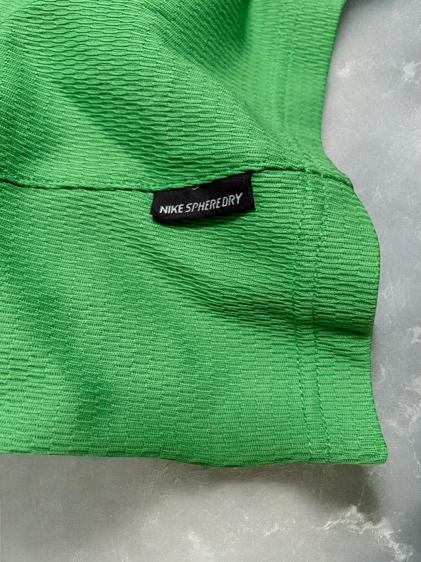 Vintage Early 2000s Nike Sphere Dry Green, Cream & White Panelled Tee