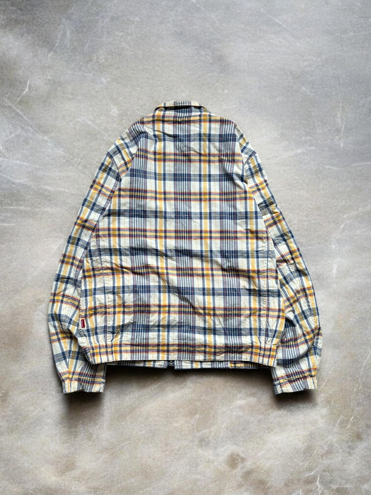 Vintage Stussy Plaid Yellow, Navy & White Long Sleeve Shirt