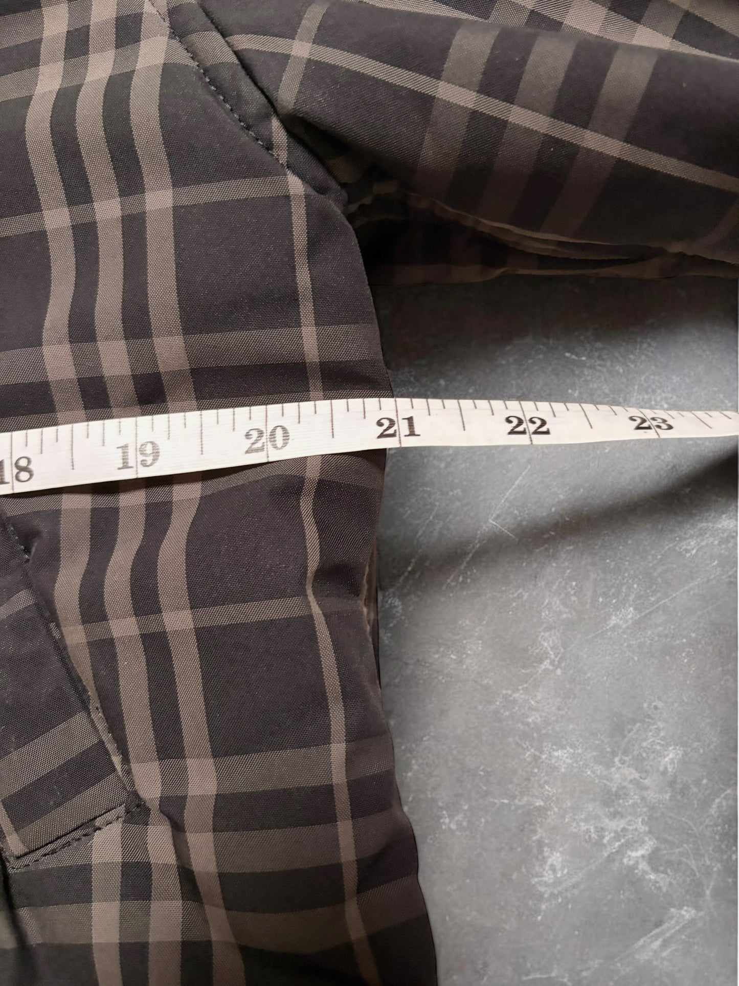 Vintage Burberry Blue Label Plaid Grey Fur Down Jacket