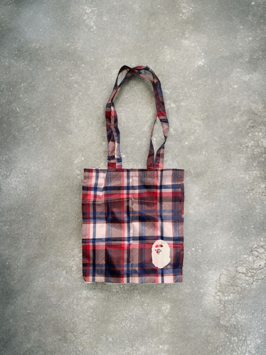 BAPE Red Tartan/Plaid Tote Bag