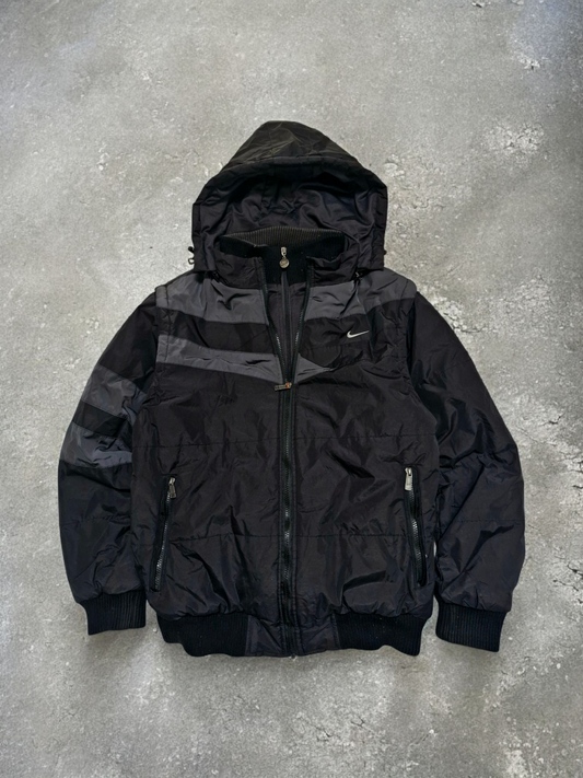 Nike Vintage Y2K Black Double Layered Insulated Technical Puffer Coat