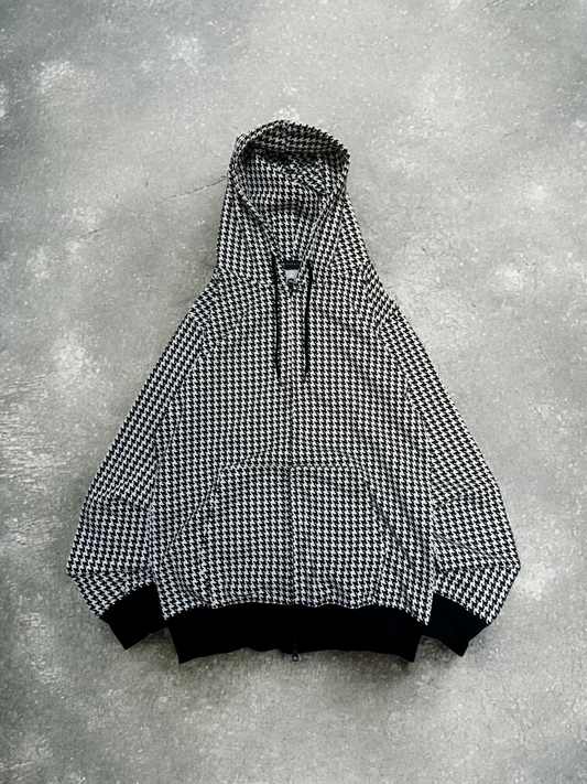 Vintage Roshell Japanese Black & White Patterned Zip Up Hoodie