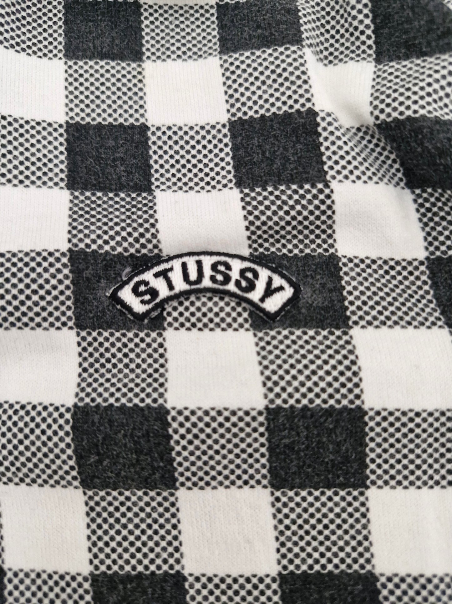 Stüssy Vintage Black & White Plaid Polo Shirt