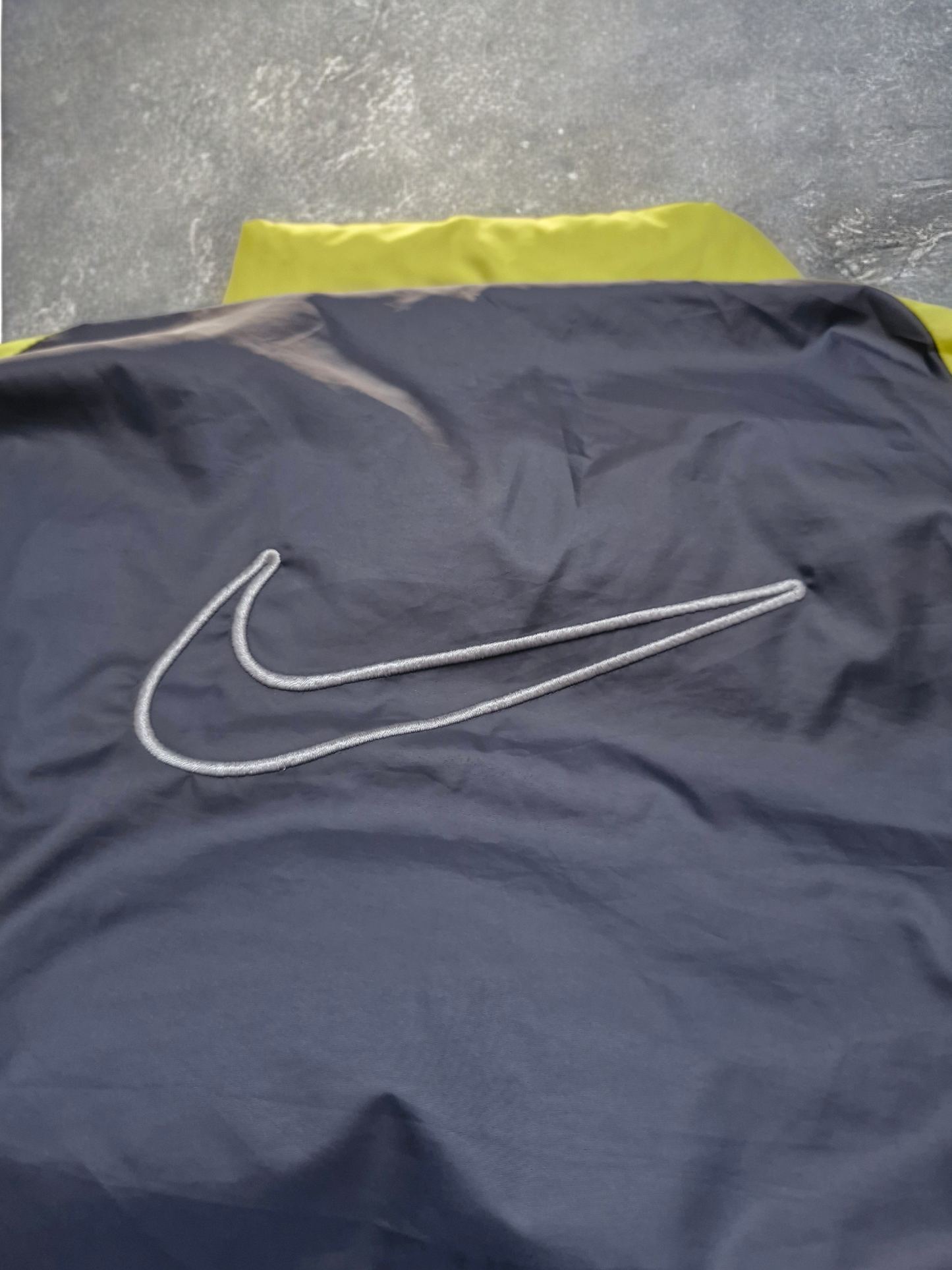 Nike Vintage Y2K Grey & Yellow Reversible Trim Lined Puffer Coat