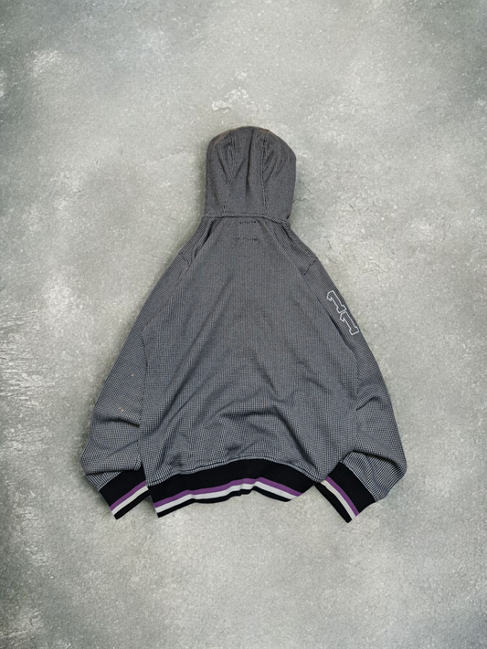 Admiral Vintage Archival Plaid Grey & Purple Zip Up Hoodie