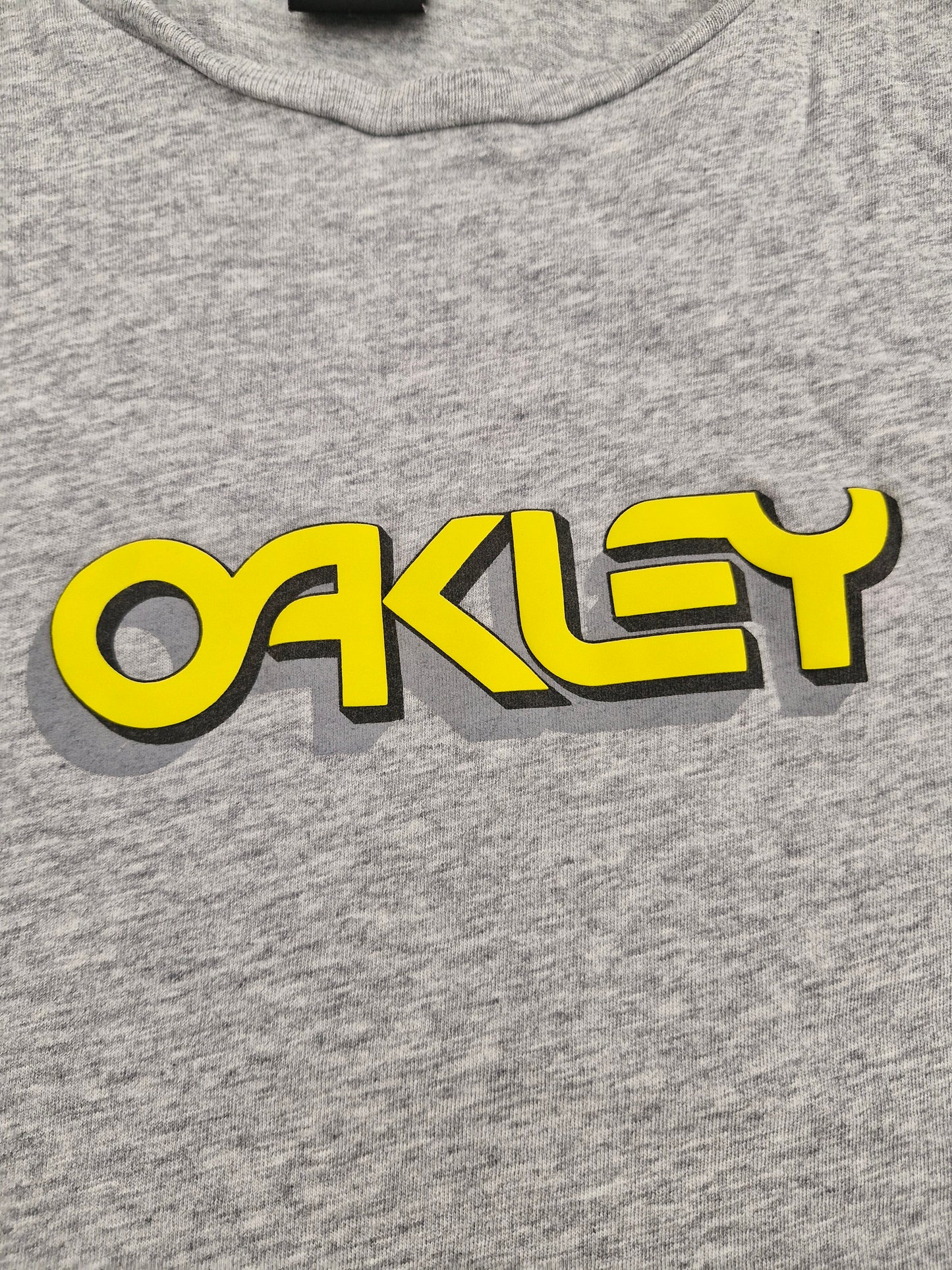 Oakley Grey & Yellow Logo Print Tee