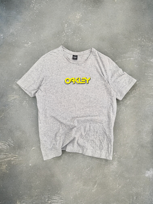Oakley Grey & Yellow Logo Print Tee