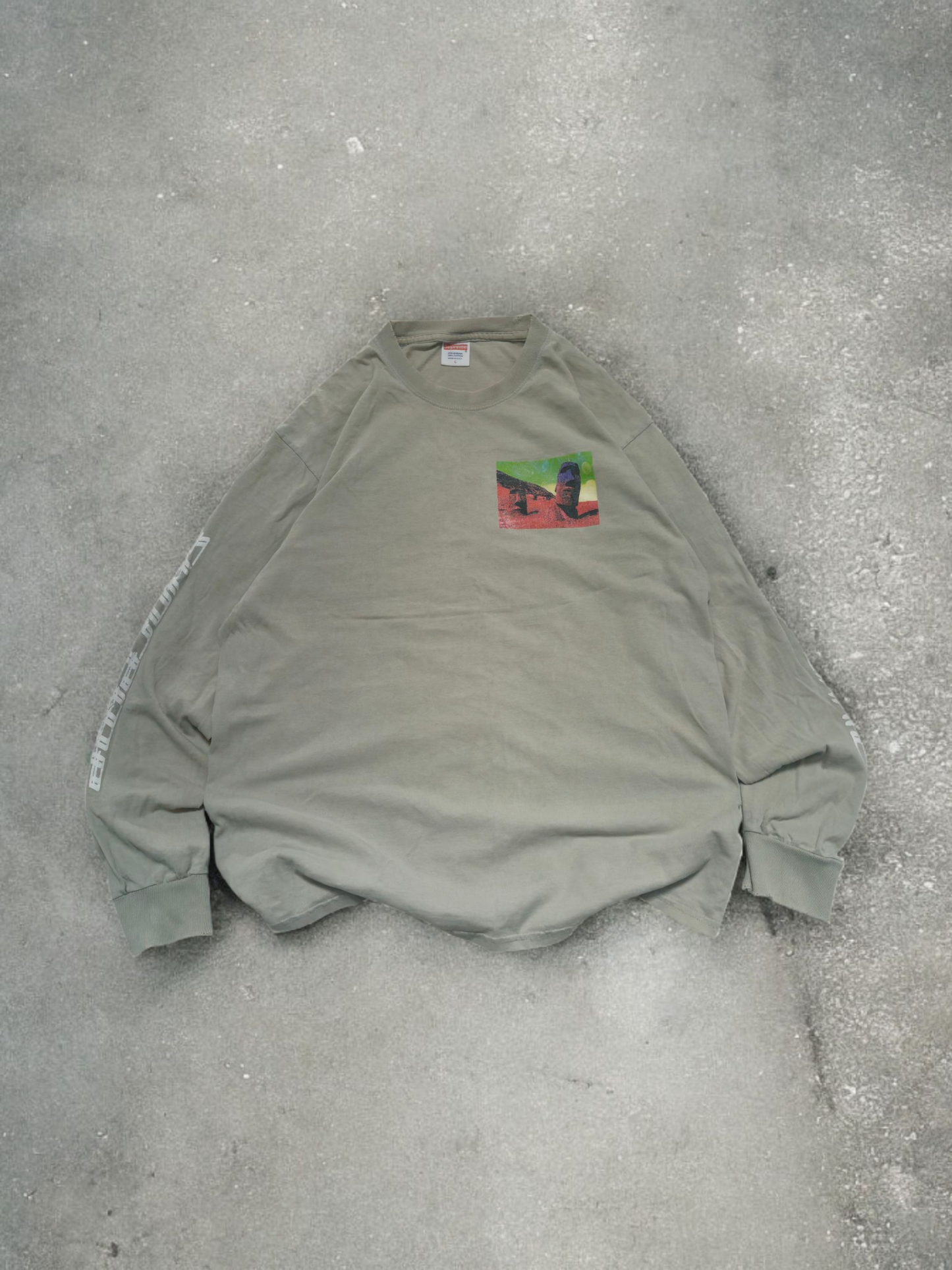 Supreme FW2013 Olive Green Easter Island Long sleeve Tee