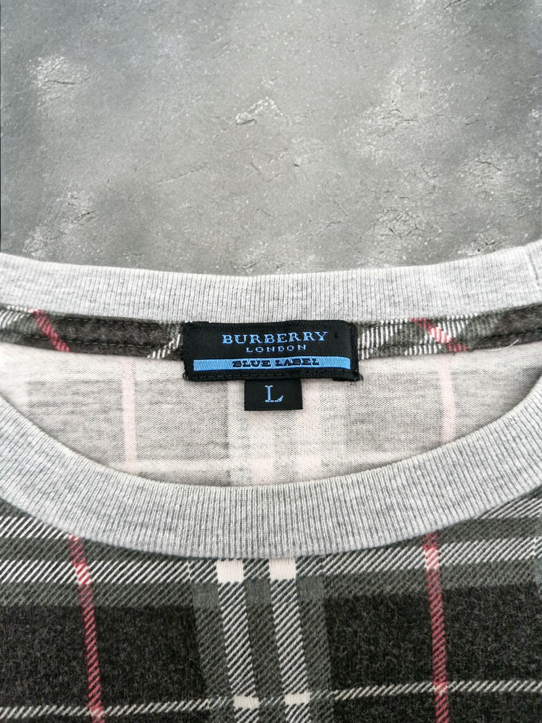 Burberry Vintage Blue Label Grey & Red Plaid T Shirt