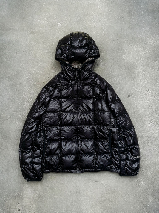 Montbell Vintage Black Square Stitch Technical Puffer Coat