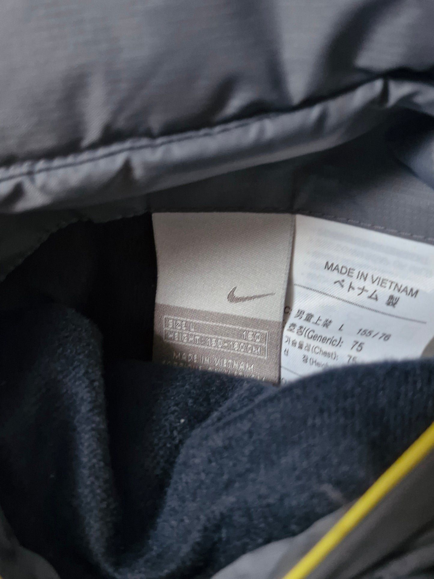 Nike Vintage Y2K Grey & Yellow Reversible Trim Lined Puffer Coat