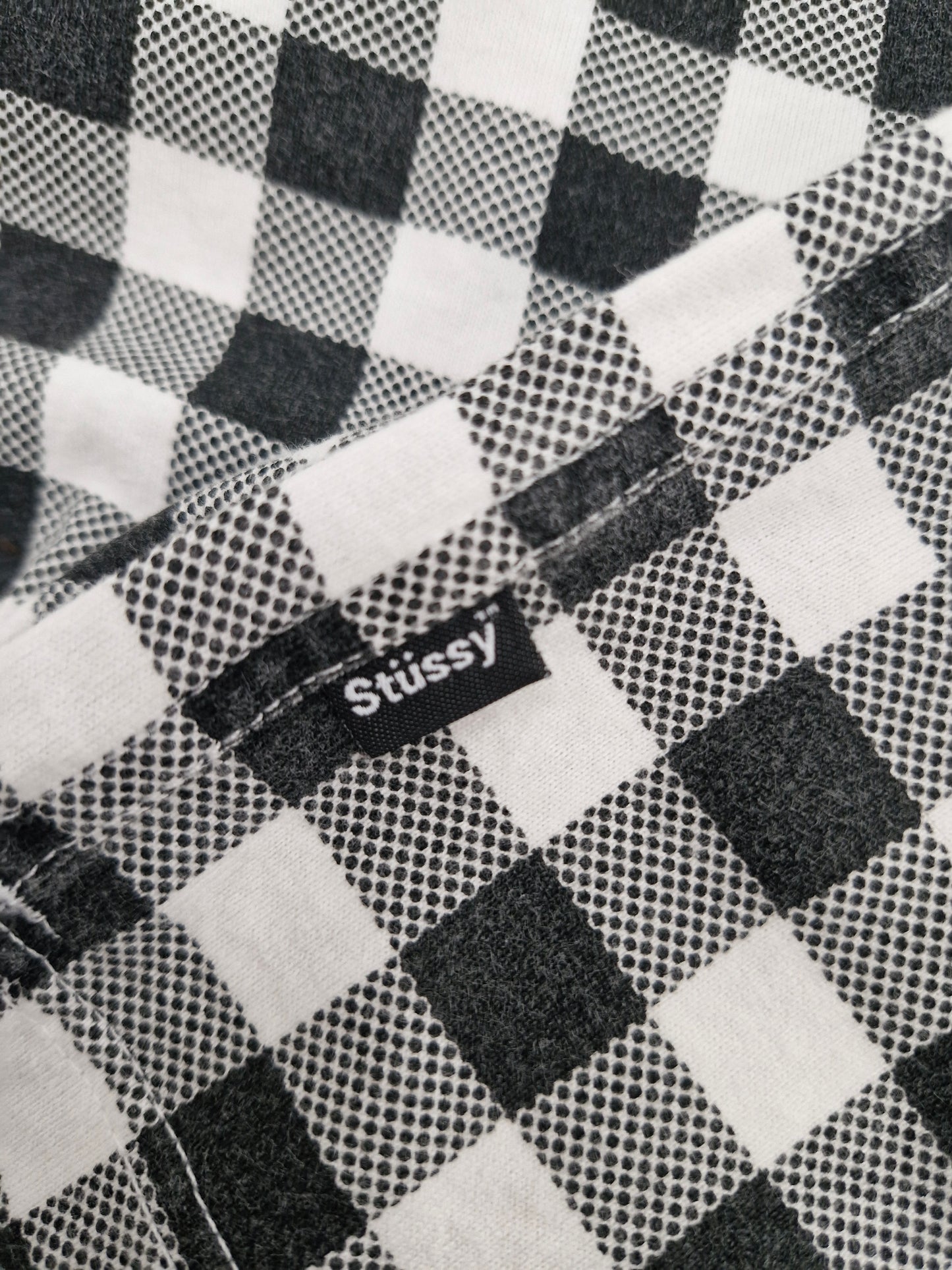 Stüssy Vintage Black & White Plaid Polo Shirt