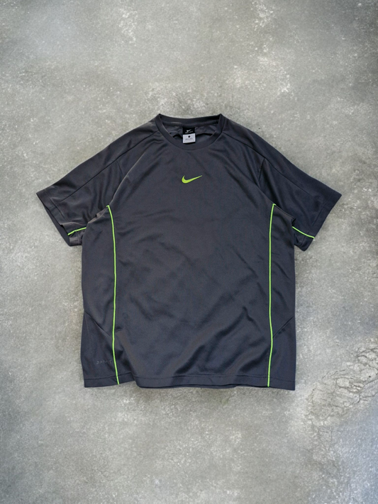 Nike Dri Fit Grey & Neon Green Trim Line Tee