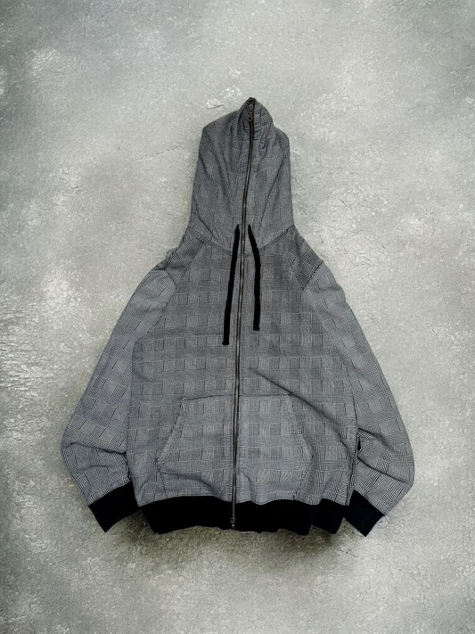 Vintage Beams Japanese Exclusive Plaid Grey Ninja Double Zip Up Hoodie